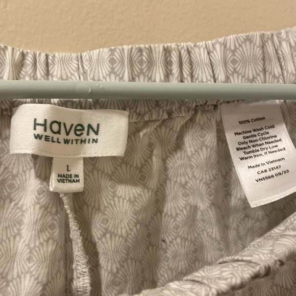 Haven Well Within -Women’s - large -Pajama pants - 100% cotton -Gray / white - Picture 2 of 6